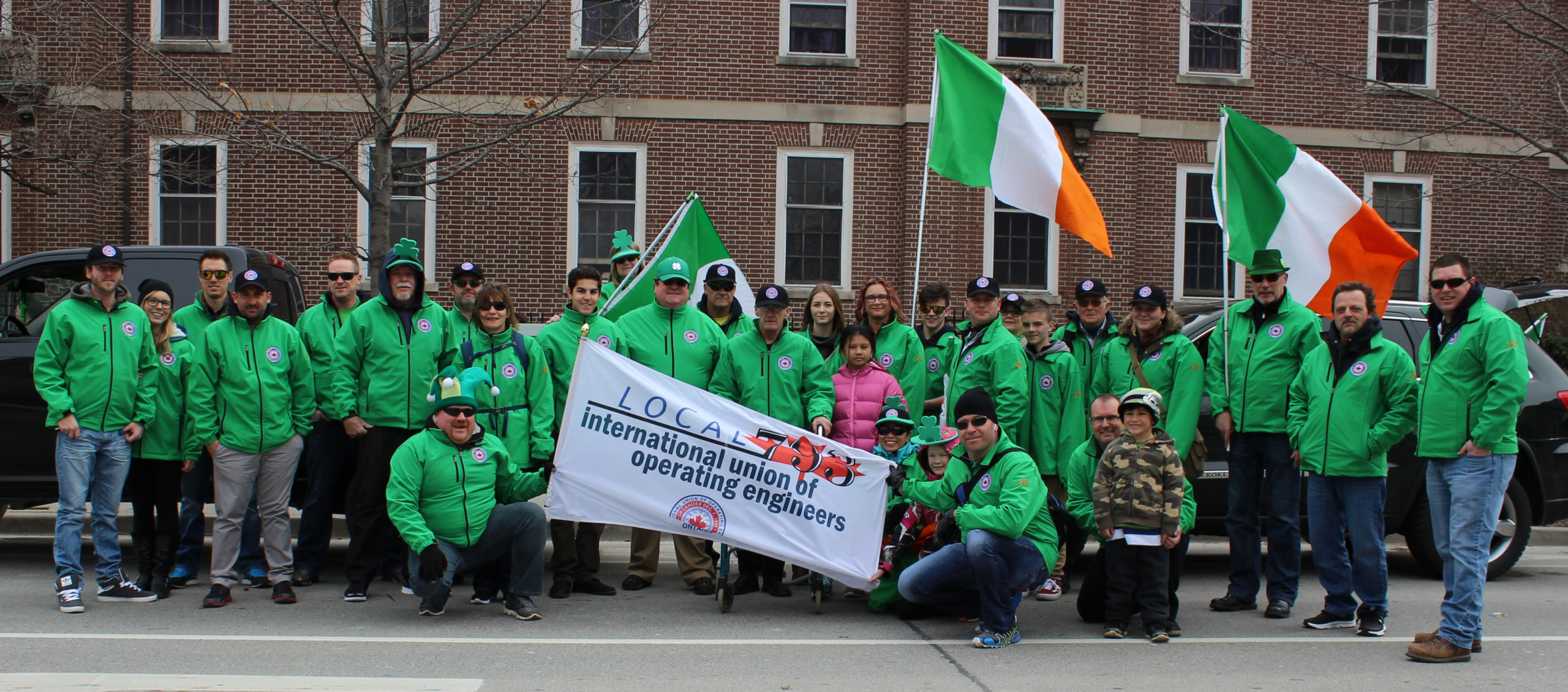 Local 793 members prepare to march in the St Patrick's Day Parade in Toronto.