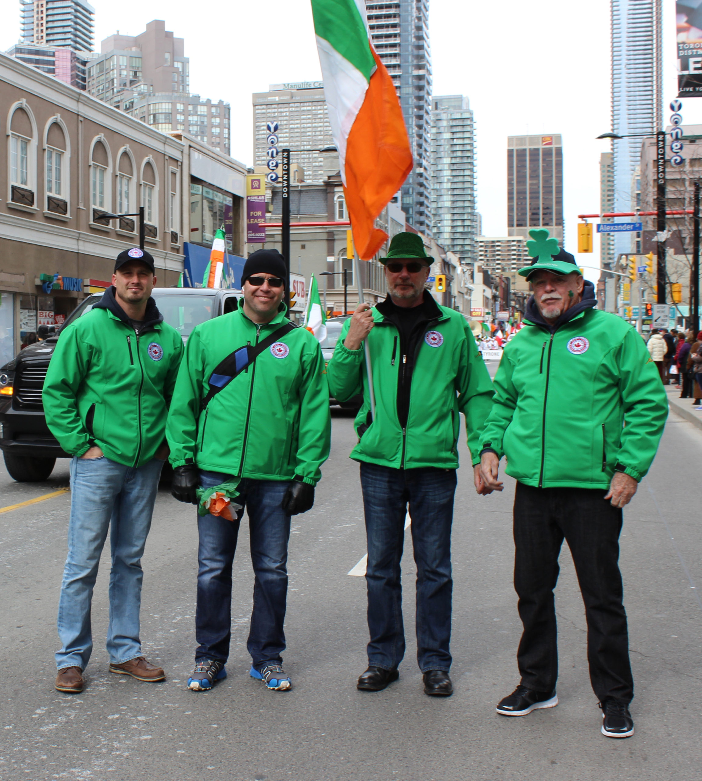 Local 793 members show off their bright green jackets.