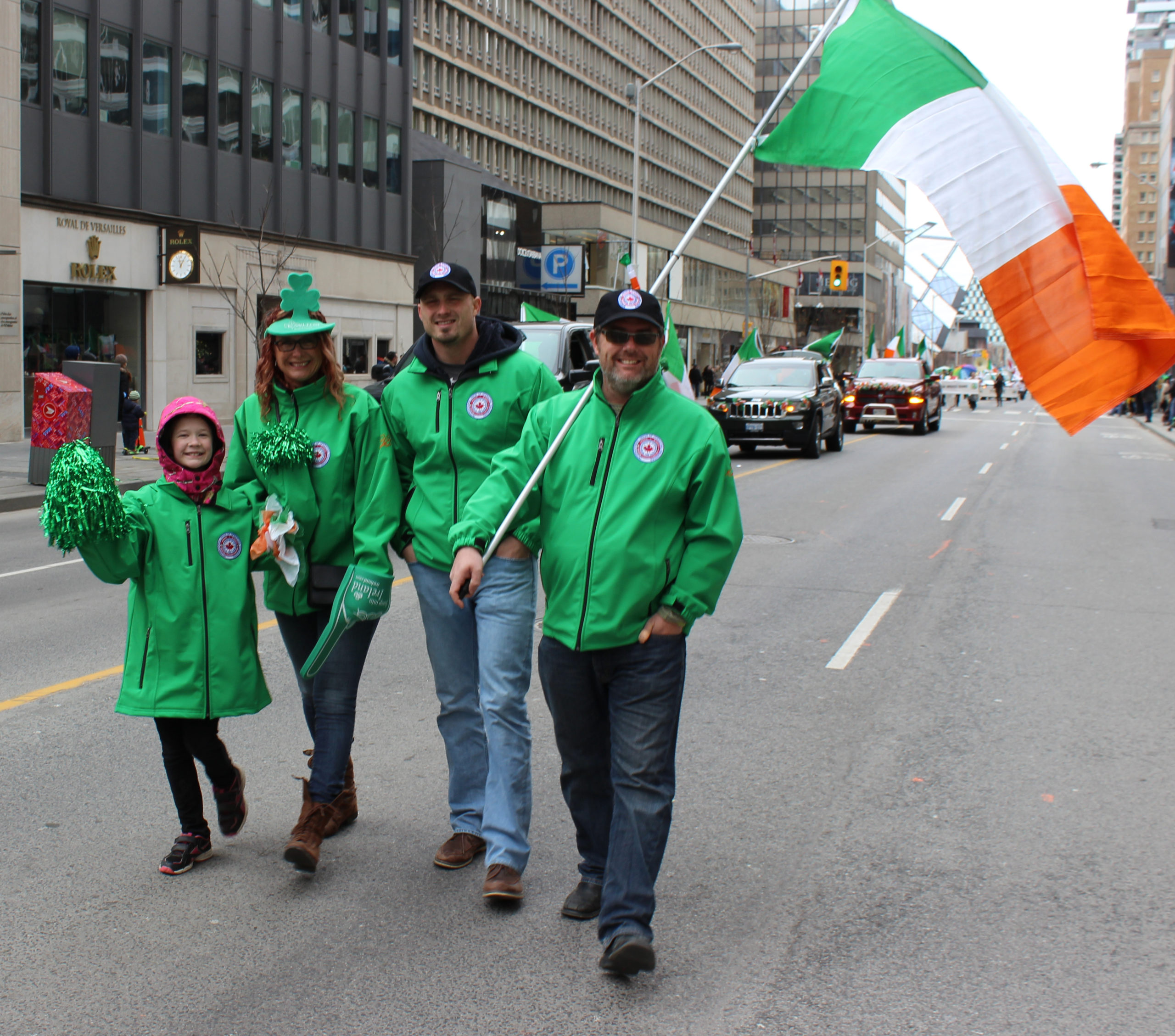 Local 793 members and their families march on the streets of downtown Toronto.