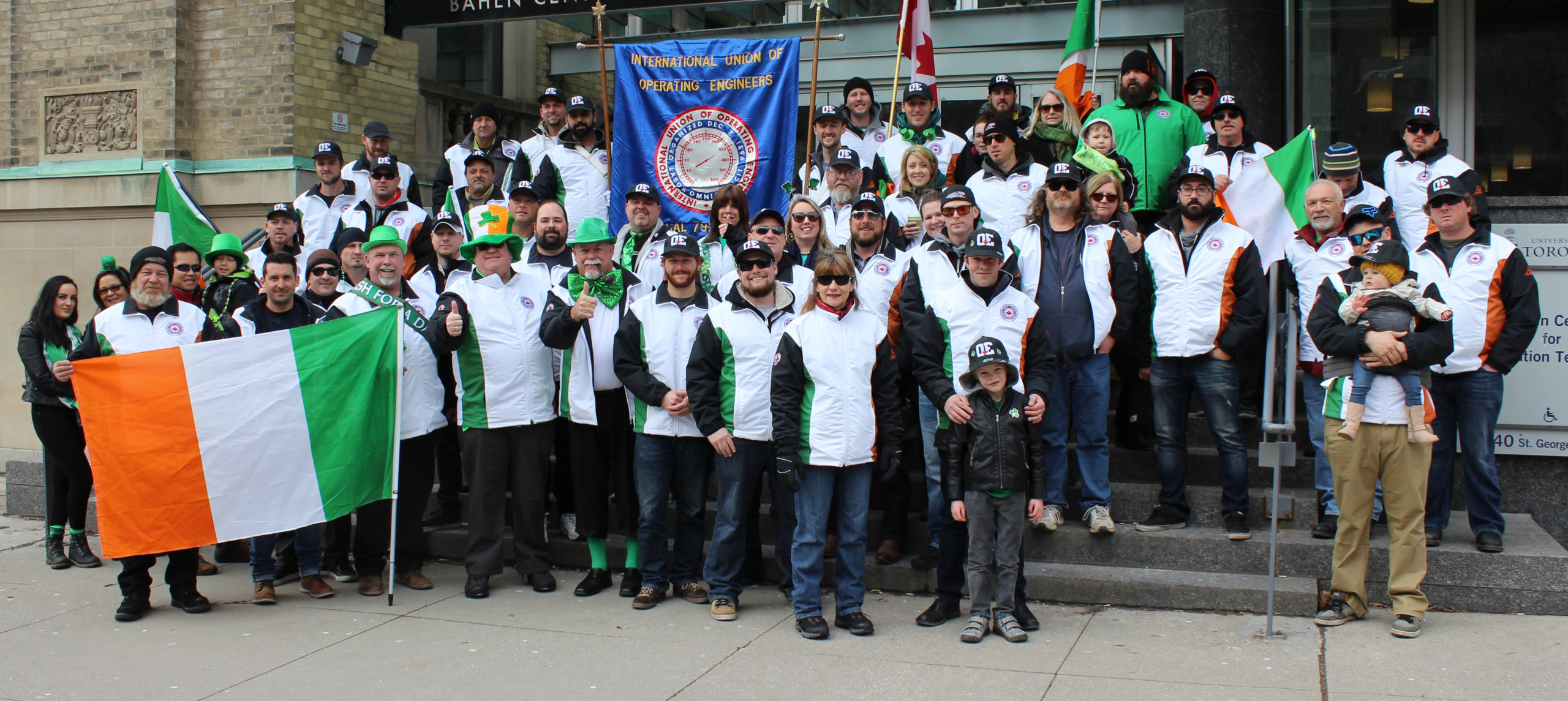 Local 793 members get in the party mood ahead of the St Patrick's Day parade in Toronto.