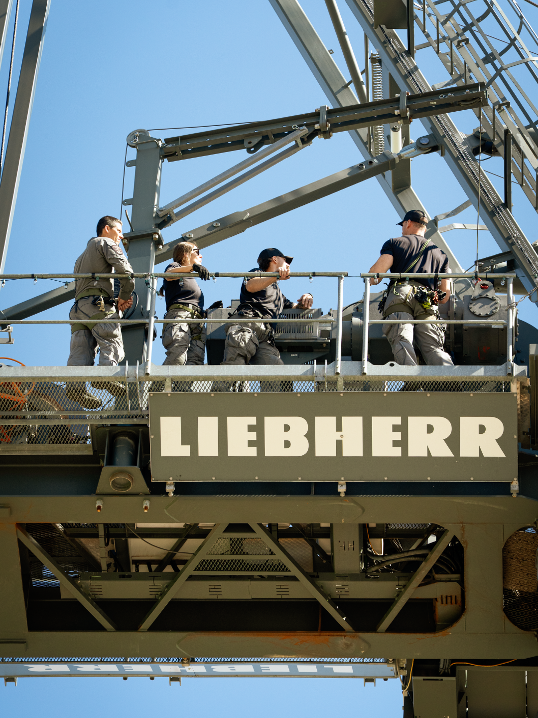 DRPS Tactical Support Unit standing on of a crane platform