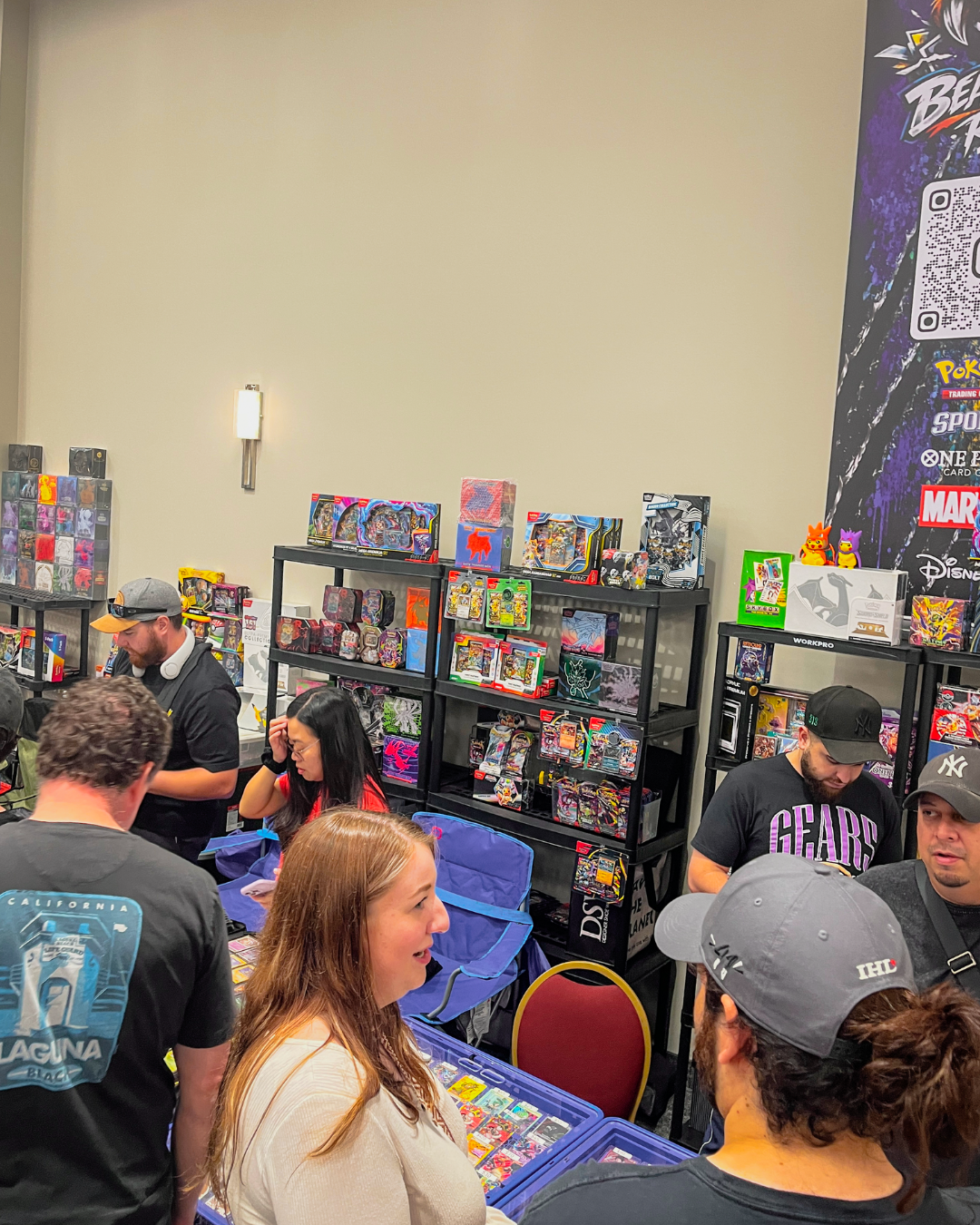 A booth featuring cards and small trinkets