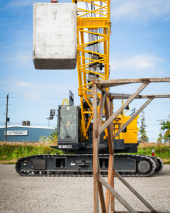 A yellow mobile crane.