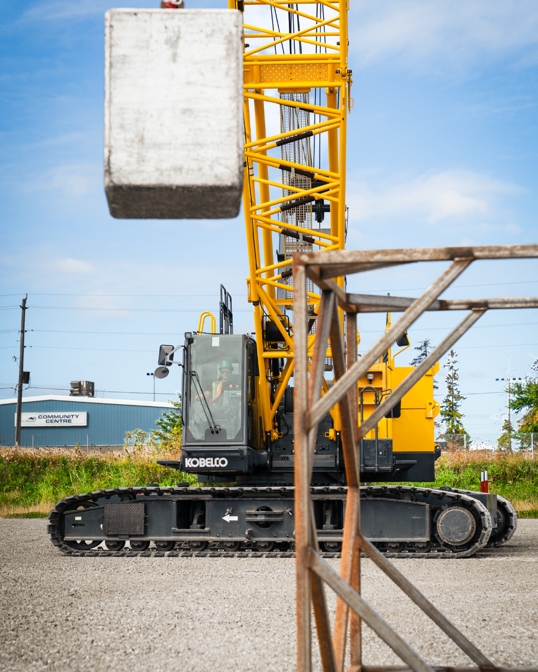 A yellow mobile crane.