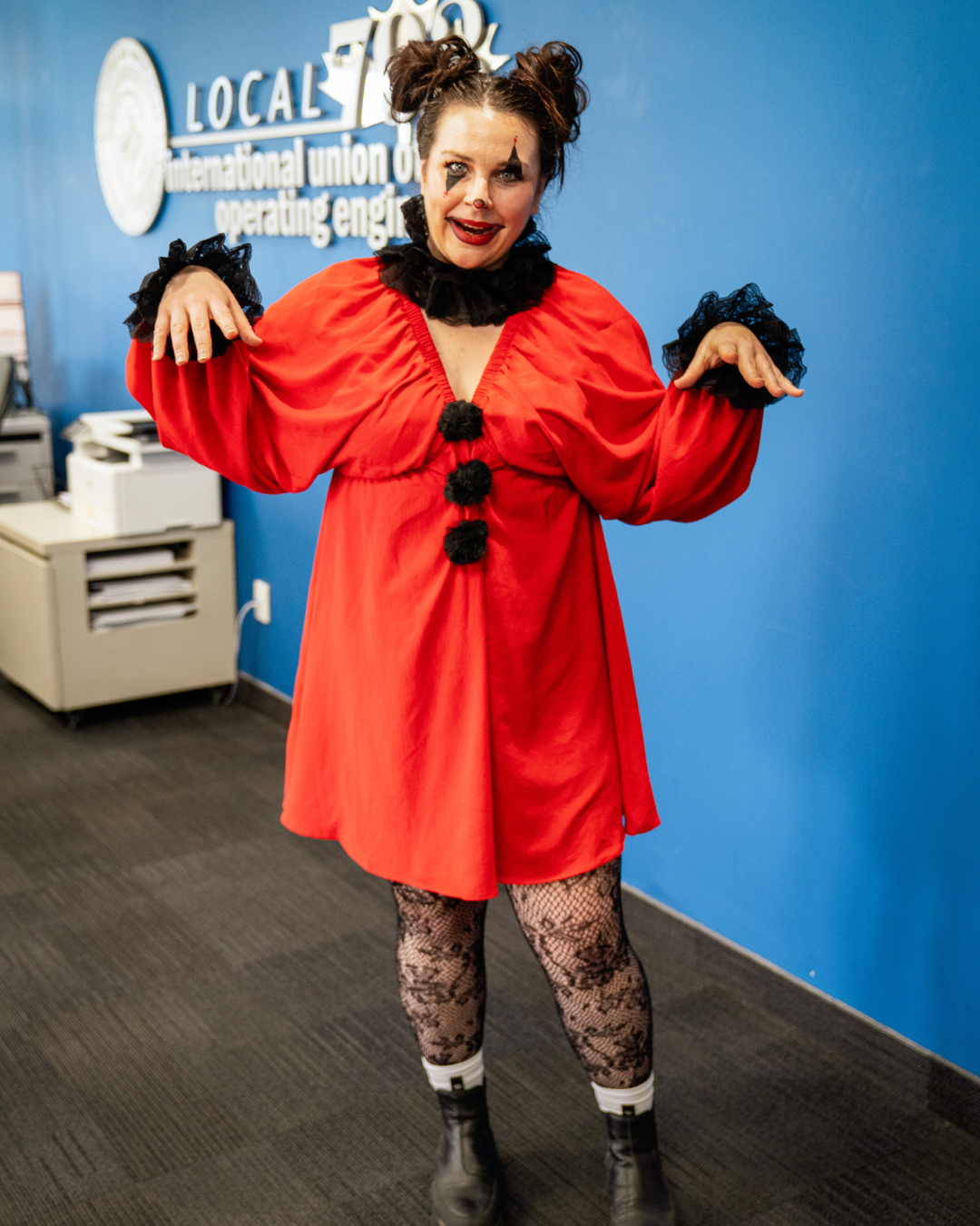 OEBAC Staff member dressed as a clown