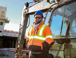 Calvin Hesson is operating a John Deere 350G excavator for Rankin at the South Niagara Hospital site.