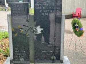 Oakville memorial to workers who have been killed.