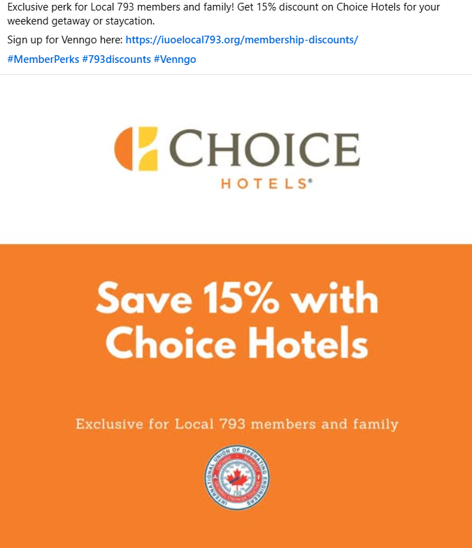 15% Discounts on Choice Hotels for 793 Members