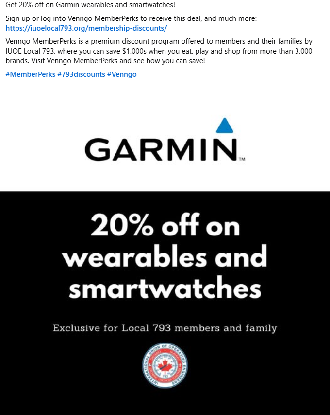 Get 20% off on Garmin wearables and smartwatches - Social Post