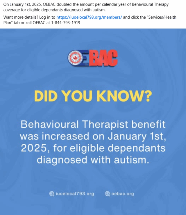 OEBAC Doubled Behavioural Therapist Coverage